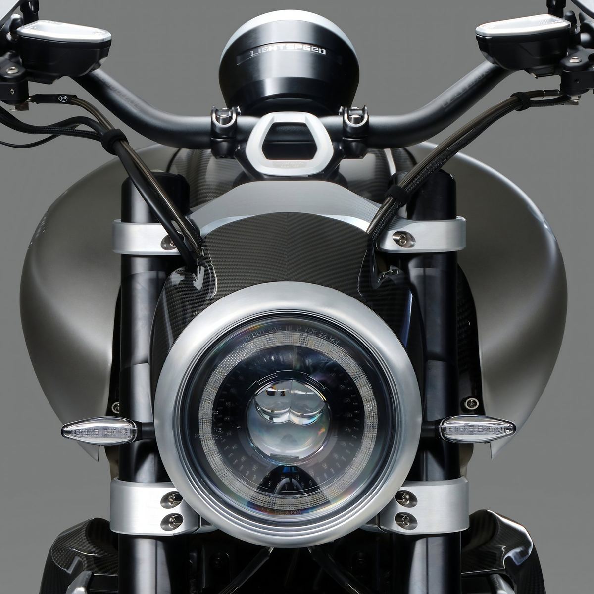 Lightspeed headlamp and yokes, head-on